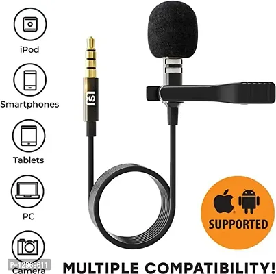 3.5  mm  Collar Mic Voice Recording Filter Microphone for Singing Youtube SmartPhones, Black-thumb2