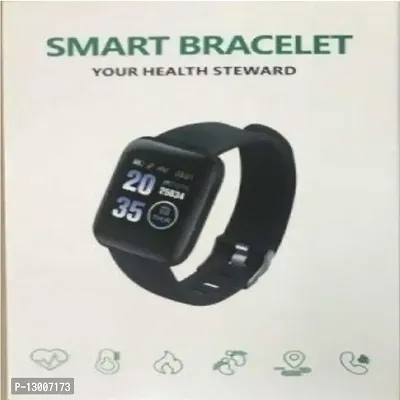 Smart Bracelet ID-116  Wireless Fitness Smart Band for Men, Women  Kids (Black Strap, Size : Free)-thumb0