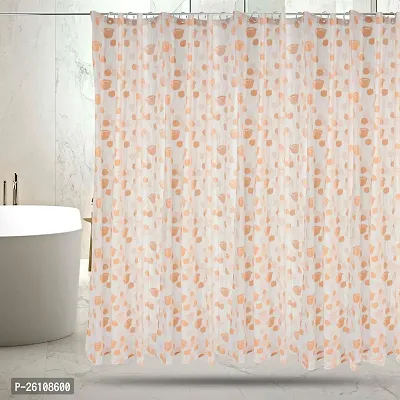 Stylish Pvc Rose Flower Print Bathroom Shower Curtain With Hooks Pack Of 2 54 X 84 Inches Orange-thumb0