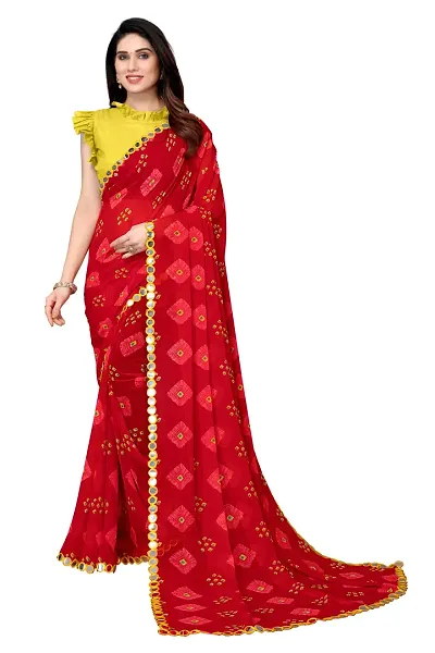 Loyalty Creation Printed Embroidered Bandhani Georgette Saree