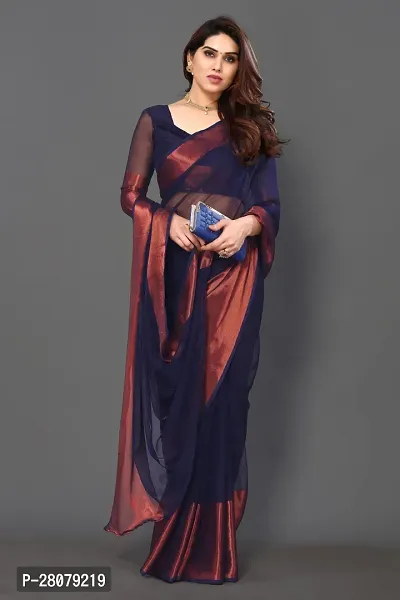 Beautiful Chiffon Saree with unstitched Blouse piece for Women-thumb3