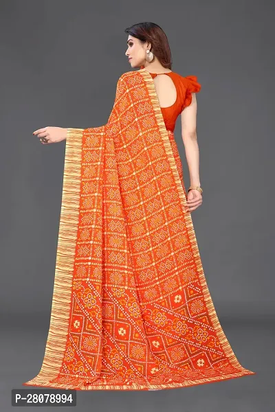 Women Georggate badhani Saree With Unstitched Blouse Piecee orange-thumb2