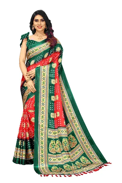 Attractive Silk Blend Saree with Blouse piece 