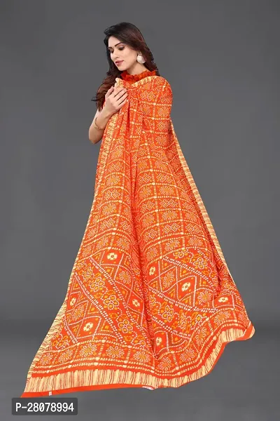 Women Georggate badhani Saree With Unstitched Blouse Piecee orange-thumb3