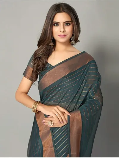 Trending Linen Saree with Blouse piece 