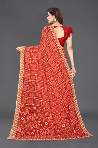 Women Georggate badhani Saree With Unstitched Blouse Piecee red-thumb1