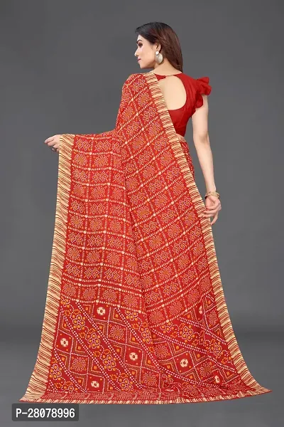 Women Georggate badhani Saree With Unstitched Blouse Piecee red-thumb2