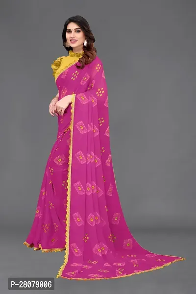 Women Georggate printed saree With Unstitched Blouse Piecee pink-thumb4