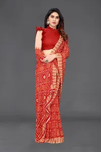 Women Georggate badhani Saree With Unstitched Blouse Piecee red-thumb3