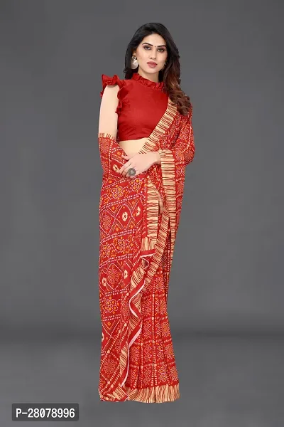 Women Georggate badhani Saree With Unstitched Blouse Piecee red-thumb4