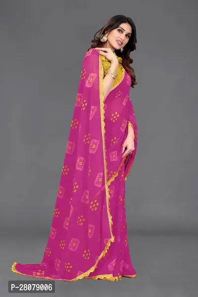 Women Georggate printed saree With Unstitched Blouse Piecee pink-thumb2