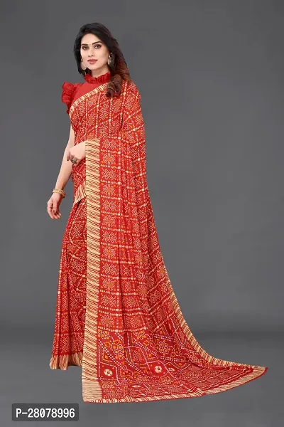 Women Georggate badhani Saree With Unstitched Blouse Piecee red-thumb3