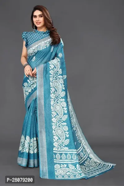 Beautiful Cotton Blend Saree with Blouse piece-thumb0