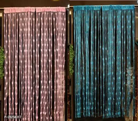 Stylish Multicoloured Net Embroidered Door Curtains Pack of 2