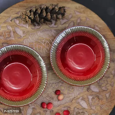 Studio Pottery Maroon Pasta Plates (Set of 2)-thumb0