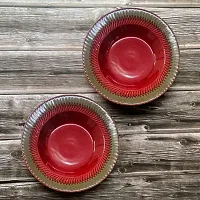 Studio Pottery Maroon Pasta Plates (Set of 2)-thumb4