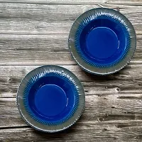 Studio Pottery Blue Glazed Pasta Plates (Set of 2)-thumb1