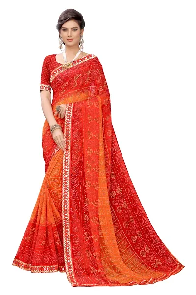 Stylish Bandhani Print Georgette Sarees with Blouse Piece