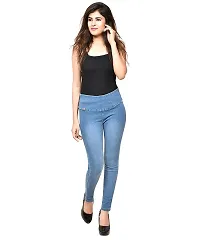 Textile art Women's Black Solid Denim Ankle Length Jeggings-thumb3