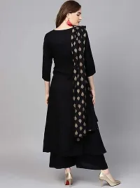 TI AMO Wardrobe Women's Black Rayon Straight Kurta, Plazzo Pant with Chundri Dupatta Kurti Set (Medium, BLACK-02)-thumb3