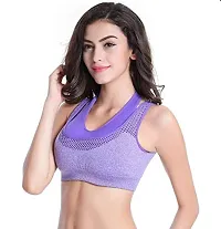 TI AMO Women's Padded Bra for Sports and Gym Grey Color Grey (32, Purple)-thumb2