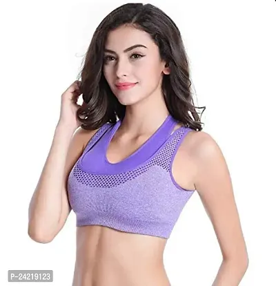 TI AMO Women's Padded Bra for Sports and Gym Grey Color Grey (32, Purple)-thumb3