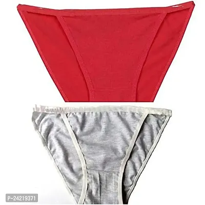 TI AMO Women's Cotton Bikini Panty (Panty Kimvin_01_Red  Grey_Free Size)-thumb0