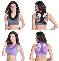 TI AMO Women's Padded Bra for Sports and Gym Grey Color Grey (32, Purple)-thumb3