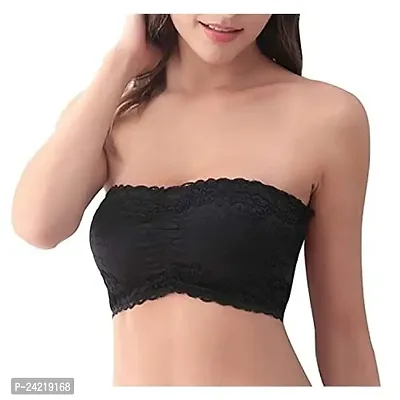 TI AMO Women's Polyester Lightly Padded Non-Wired Bandeau Bra (36, Black)