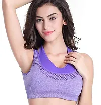 TI AMO Women's Padded Bra for Sports and Gym Grey Color Grey (32, Purple)-thumb1