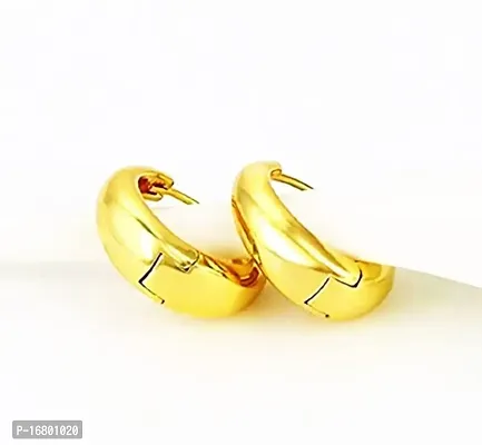 TRINETRI Fashions Gold Plated Fashionable Glamorous small Kaju Kan Bali Hoop Earrings Ear rings for Boys and Men-thumb4