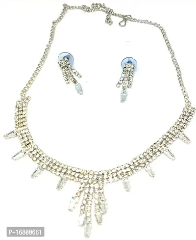 TRINETRI White Daimonds AD Designer Wedding Jewellery Set Necklace Set for Women/Girls-thumb2