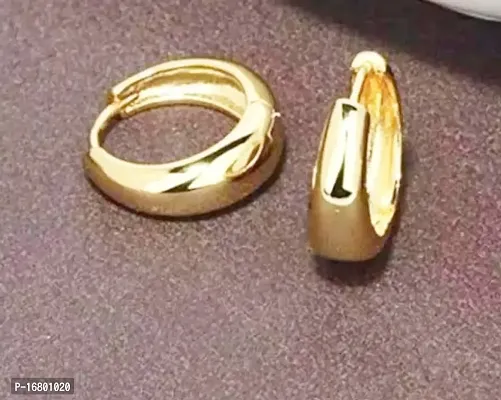 TRINETRI Fashions Gold Plated Fashionable Glamorous small Kaju Kan Bali Hoop Earrings Ear rings for Boys and Men-thumb3