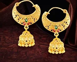 TRINETRI Women's Traditional Multicolor design of Alloy Gold Bucket Bali and Micron Plated Earring for Womens  Girls-thumb1