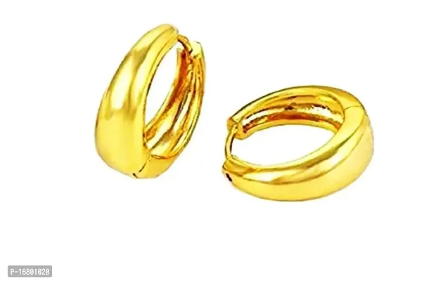 TRINETRI Fashions Gold Plated Fashionable Glamorous small Kaju Kan Bali Hoop Earrings Ear rings for Boys and Men-thumb0