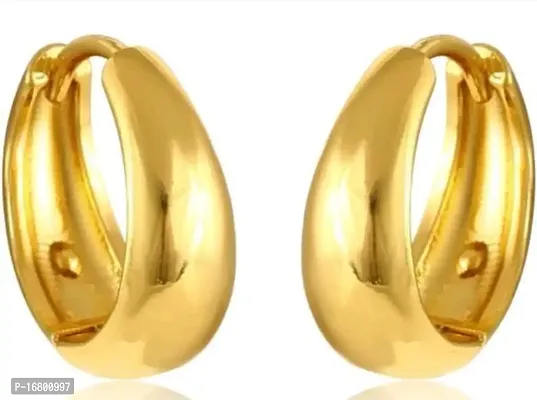 TRINETRI Stylish Fancy Gold Plated Fashionable Glamorous Salman Khan Large Kaju Kan Bali Hoop Earrings Ear rings for Boys and Men-thumb0