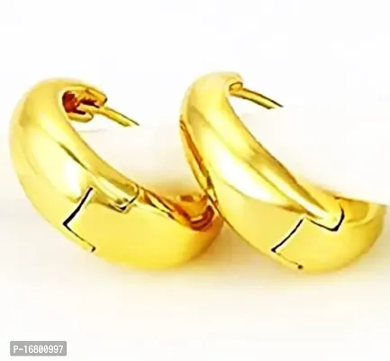 TRINETRI Stylish Fancy Gold Plated Fashionable Glamorous Salman Khan Large Kaju Kan Bali Hoop Earrings Ear rings for Boys and Men-thumb3