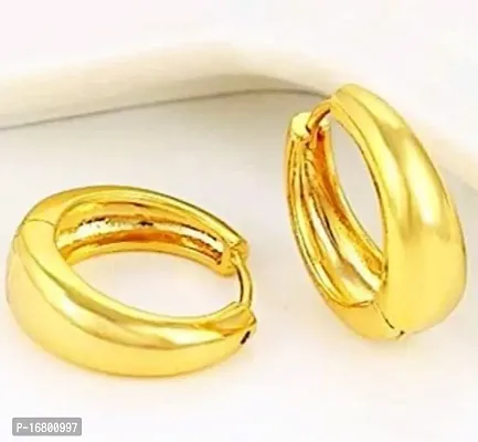 TRINETRI Stylish Fancy Gold Plated Fashionable Glamorous Salman Khan Large Kaju Kan Bali Hoop Earrings Ear rings for Boys and Men-thumb2