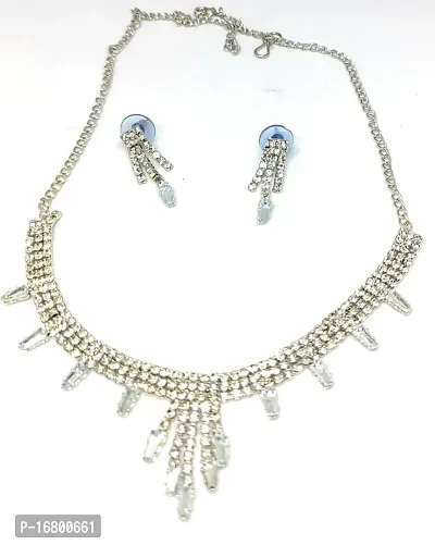 TRINETRI White Daimonds AD Designer Wedding Jewellery Set Necklace Set for Women/Girls-thumb3