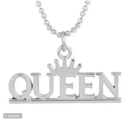 TRINETRI Queen Name Letter Locket Chain Necklace For girls girlfriend women Stainless Steel Locket-thumb0
