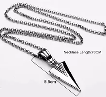 Silver Pendant for Men Black platinum Boys Mens boyfriend gents Boy girls Women Unisex Stainless Steel Arrow Necklace Long Ball Chains Locket Valentine Stylish Simple Chain Pendant-thumb3