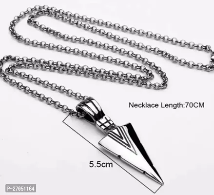 Silver Pendant for Men Black platinum Boys Mens boyfriend gents Boy girls Women Unisex Stainless Steel Arrow Necklace Long Ball Chains Locket Valentine Stylish Simple Chain Pendant-thumb4