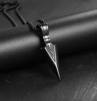 Silver Pendant for Men Black platinum Boys Mens boyfriend gents Boy girls Women Unisex Stainless Steel Arrow Necklace Long Ball Chains Locket Valentine Stylish Simple Chain Pendant-thumb1