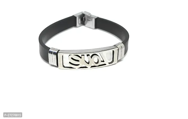 Trending Black Stainless Steel Silicon Wrist Love Bracelet-thumb0