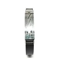 TRINETRI trending Black Stainless Steel Silicon Wrist vertical design Band Customized Personalised Letter Bracelet Men-thumb1