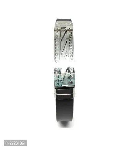 TRINETRI trending Black Stainless Steel Silicon Wrist vertical design Band Customized Personalised Letter Bracelet Men-thumb2