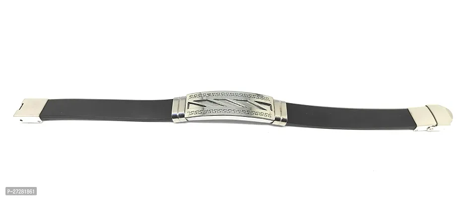 TRINETRI trending Black Stainless Steel Silicon Wrist vertical design Band Customized Personalised Letter Bracelet Men-thumb4
