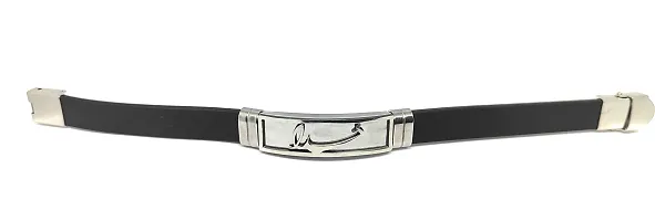 TRINETRI trending Black Stainless Steel Silicon Wrisit Sine symbole Band Customized Personalised Letter Bracelet Men-thumb3
