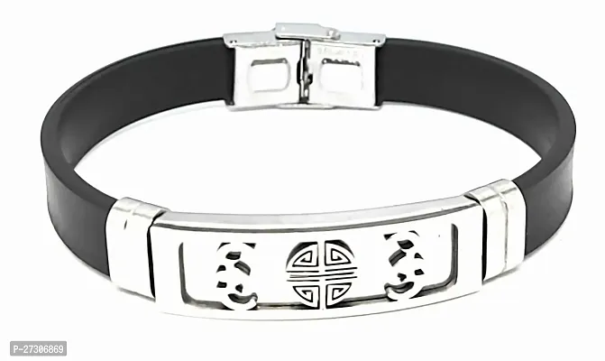 TRINETRI trending Black Stainless Steel Silicon Wrist Round Symbole Band Customized Personalised Letter Bracelet Men-thumb2