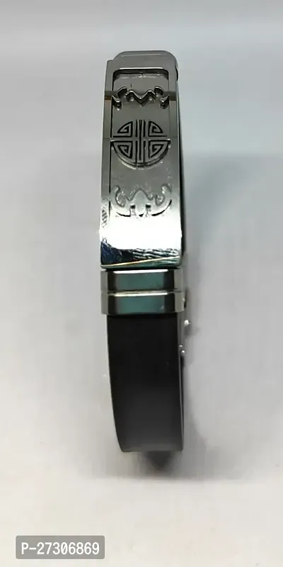 TRINETRI trending Black Stainless Steel Silicon Wrist Round Symbole Band Customized Personalised Letter Bracelet Men-thumb3